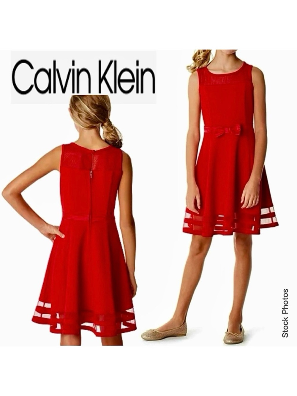 Calvin Klein Formal Dress Youth Girls Red (12.5)